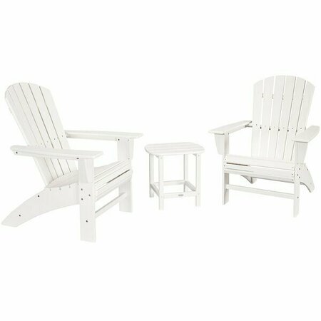 POLYWOOD Nautical White Patio Set with Curveback Adirondack Chairs and South Beach Table 633PWS4191WH